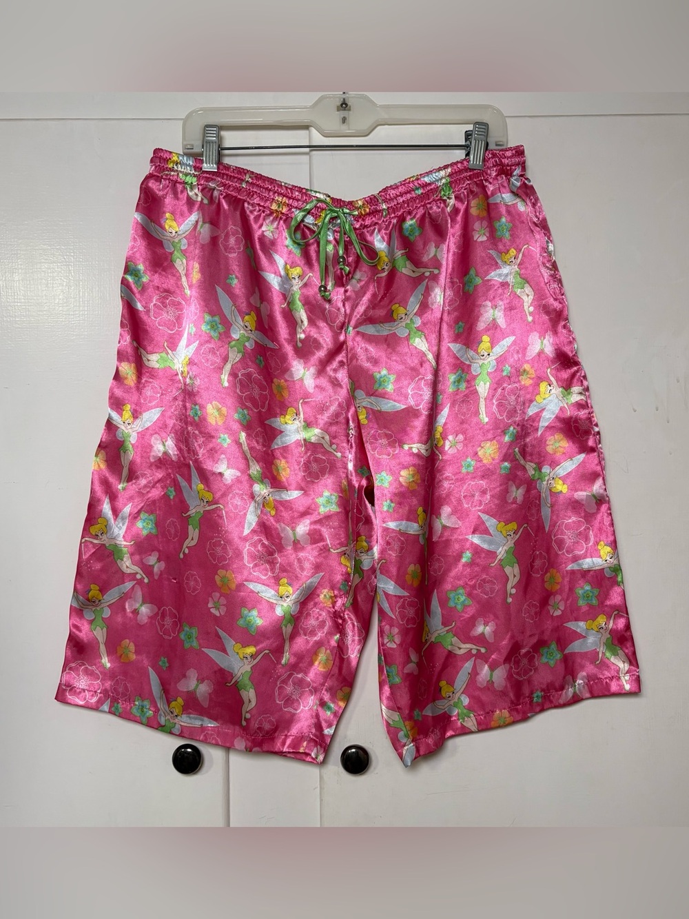 Y2K Disney Tinkerbell Pink Satin Pajama Shorts